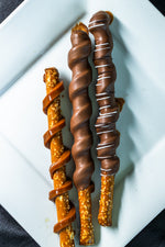 Caramel & Chocolate-Dipped Pretzel Rods