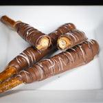 Hand-Crafted Caramel & Chocolate-Dipped Pretzel Rods