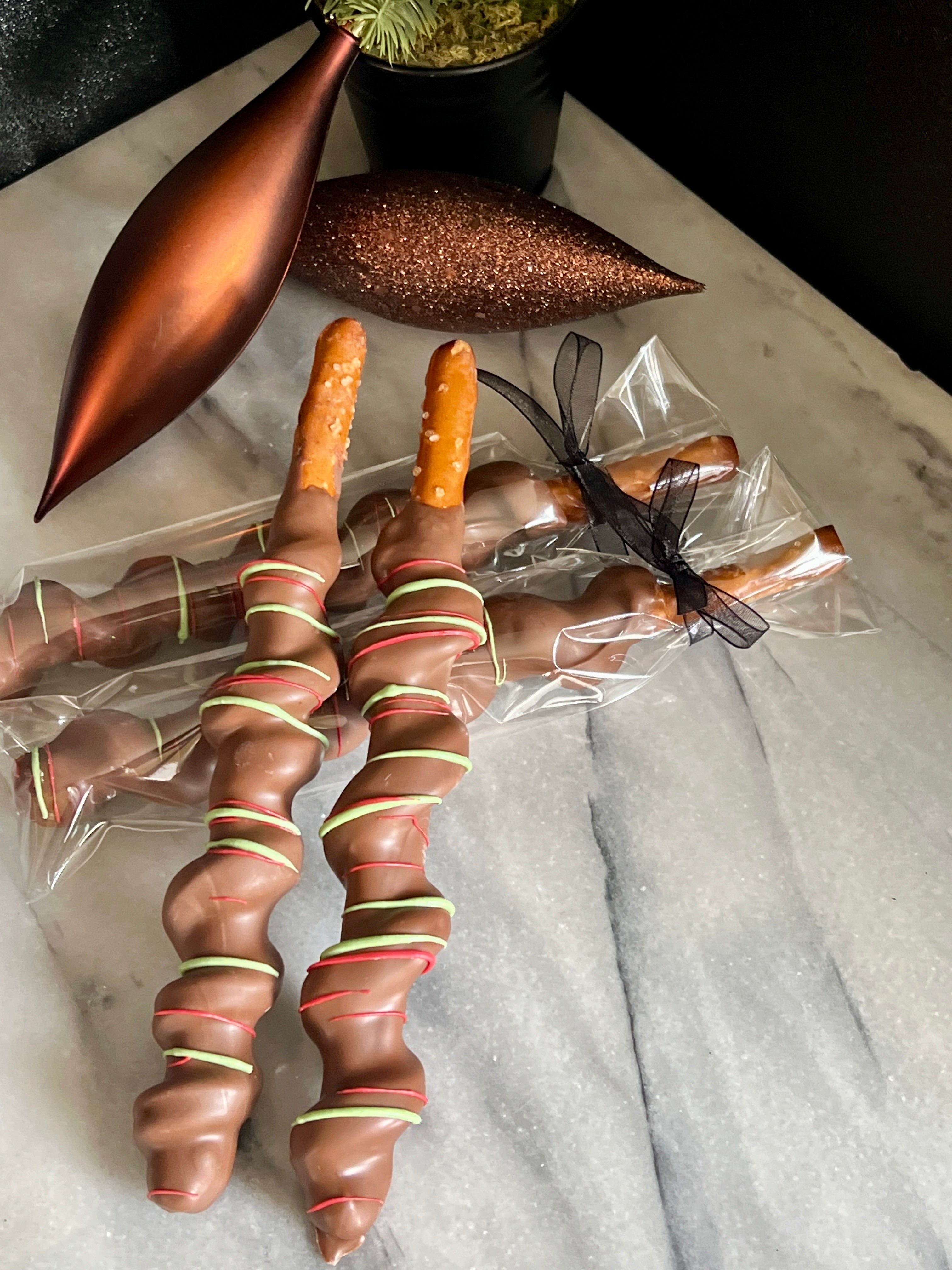Hand-Crafted Caramel & Chocolate-Dipped Pretzel Rods