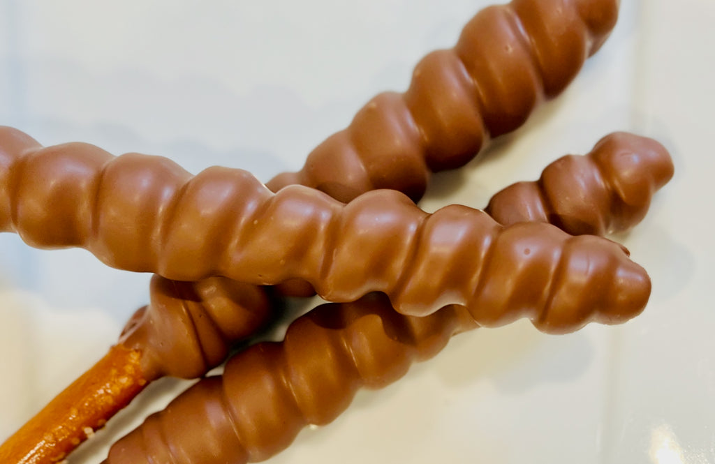 Caramel & Chocolate-Dipped Pretzel Rods